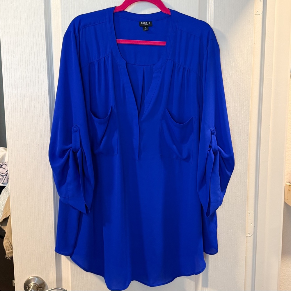 Torrid Royal Blue V-Neck Blouse